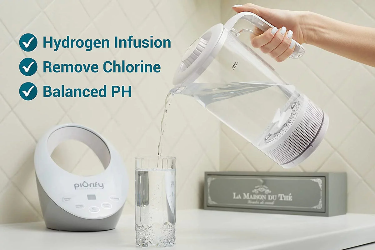 Balanced Purified liquid PH Levels and Filtered with Calcium Sulf. Hydrogen Alkaline aqua Pitcher - Rich Hydrogen aqua Generator Electrolysis Jug with SPE and PEM Concentrator Technology