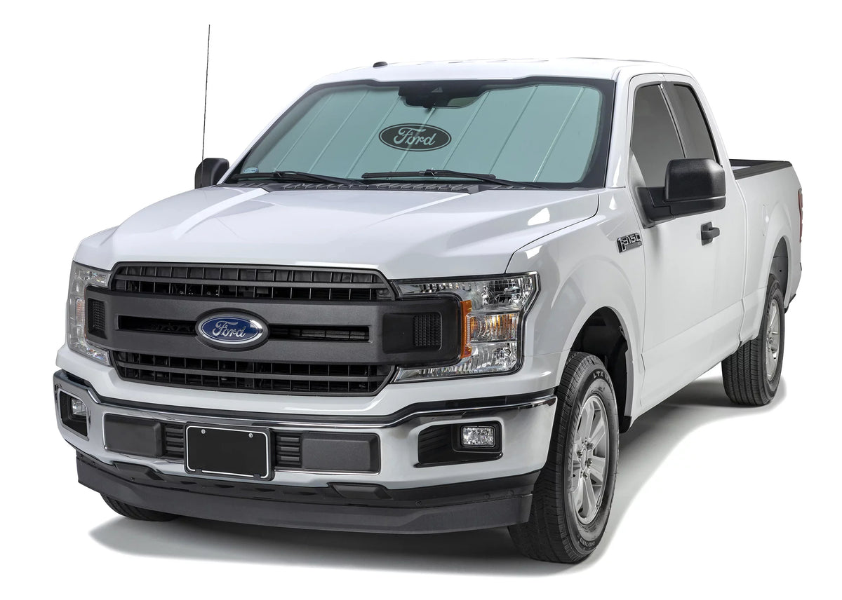 Covercraft UVS100 Custom Sunscreen with Black  Oval logo for 2015-2019  Transit-150, 2015-2019 Transit-250, 2015-2019 Transit-350, 2015-2019 Transit-350 HD | UFF11631SV | Silver