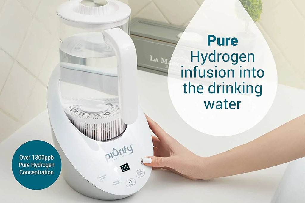 Balanced Purified liquid PH Levels and Filtered with Calcium Sulf. Hydrogen Alkaline aqua Pitcher - Rich Hydrogen aqua Generator Electrolysis Jug with SPE and PEM Concentrator Technology