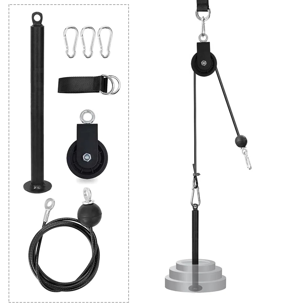 Tomfoto Pulley Cable Machine Attachment System with Upgraded Loading Pin Super-Silent Detachable 360 Degree Rotation Pulley  Fitness Arm Biceps Triceps Strength Training Home Gym Workout Equipment