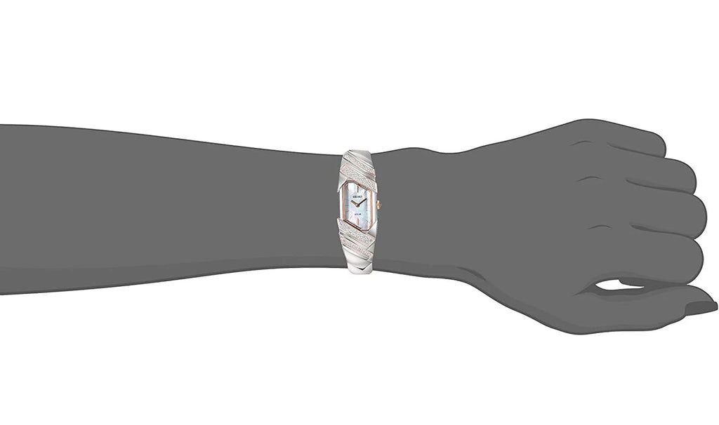 Seiko Women's SUP332 Stainless Steel and Diamond Solar Watch with a Mother of Pearl Dial