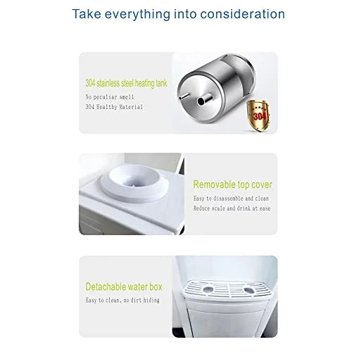 Hot & Cold Top Loading aqua Dispenser,5 Gallons moisture Coolers with Child Safety Lock Removable Drip Tray & Storage Cabinet,moisture Cooler Dispenser for Home,Office(White)