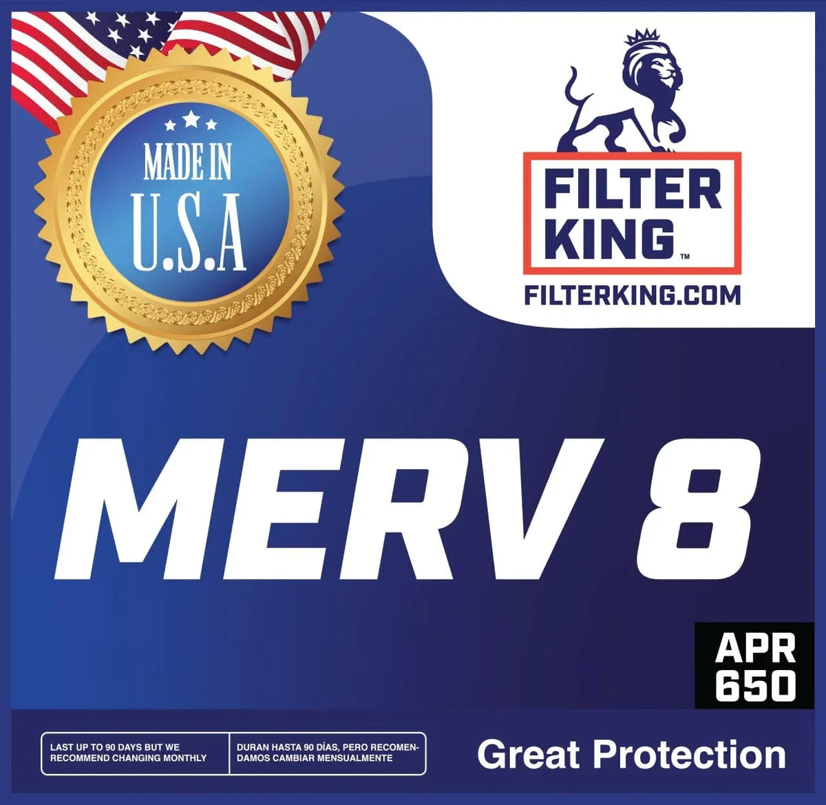 Filter King 14x23x1 Air Filter | 4-PACK | MERV 8 HVAC Pleated A/C Furnace Filters | MADE IN USA | Actual Size: 14 x 23 x .75"