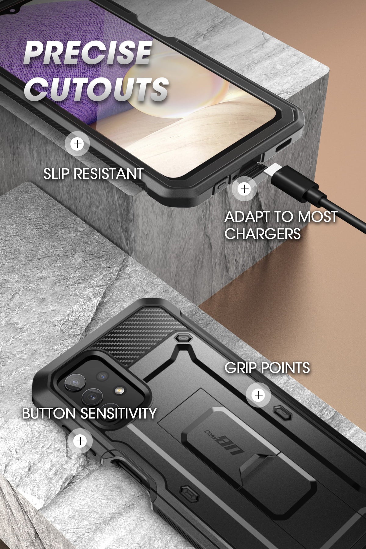 SUPCASE Unicorn Beetle Pro Series Case Designed for  Galaxy A32 5G [Not Fit 4G Version], Full-Body Rugged Holster & Kickstand Case with Built-in Screen Protector (Black)