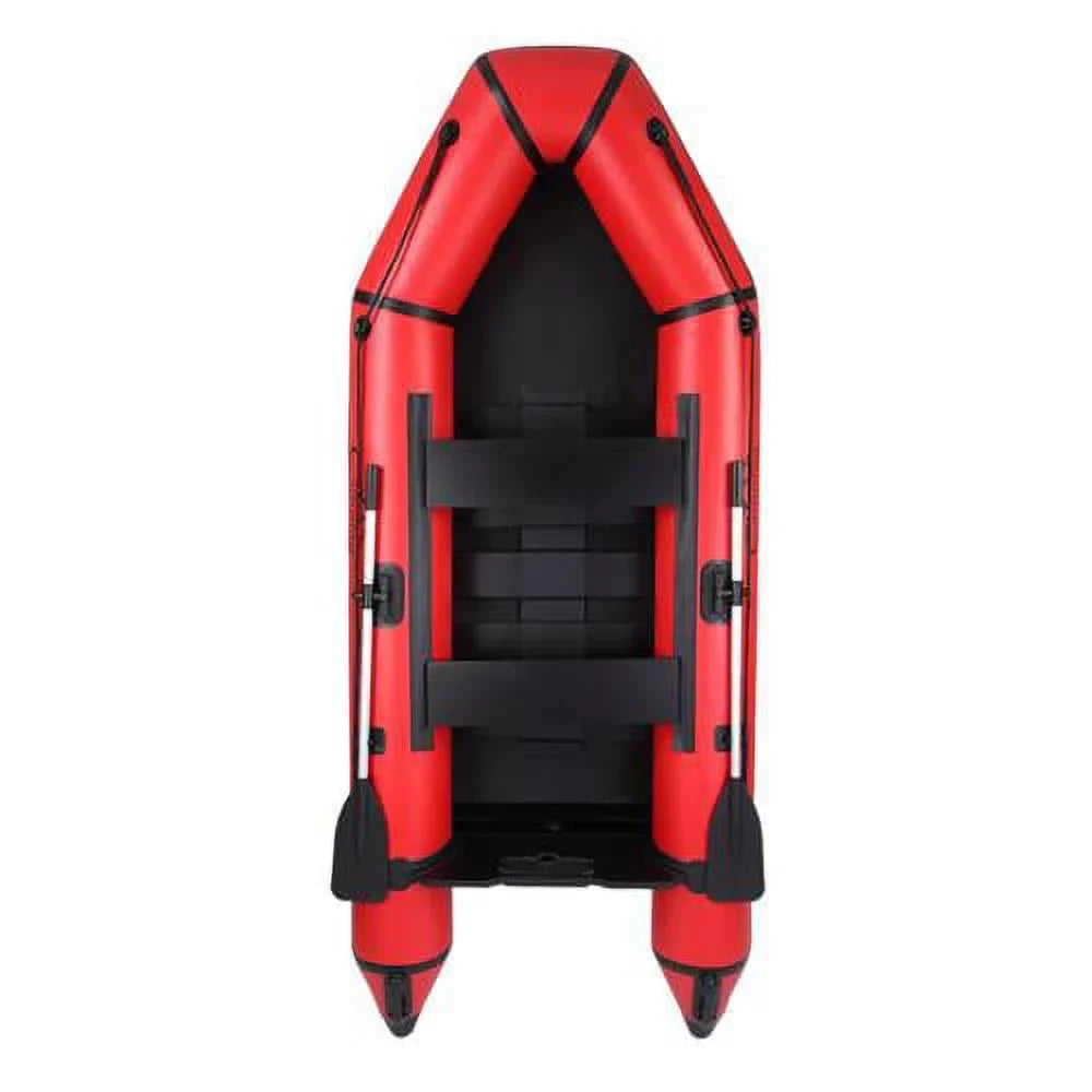 Campingsurvivals 10ft Thickened Inflatable vessel, Rafting Boats with Oars and Air Pump, Red/Black