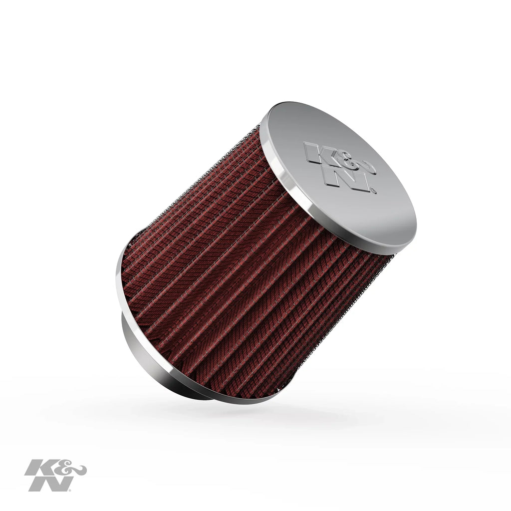 K&N Universal Clamp-On Engine Air Filter: Washable: Round Tapered; 2.25 in/2.5 in/2.75 in (70 mm/64 mm/57 mm) Flange ID; 4.5 in (114 mm) Height; 4.5 in (114 mm) Base; 3.5 in (89 mm) Top , RG-1003RD-L