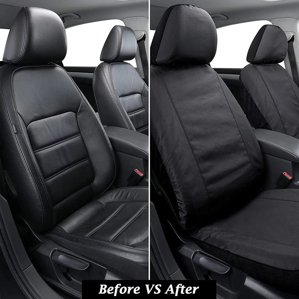 Coverado Front Seat Covers 2PCS for Cars, Waterproof Oxford Seat Protectors, Universal Auto Seat Covers Fit for Most Sedans, SUVs, Trucks and Vans, Black