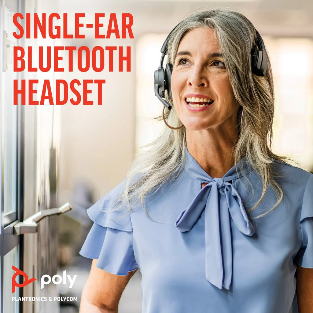 Poly Voyager 4310-M  Teams Certified Headset With Charge Stand - Stereo, Mono - Wired/Wireless - Bluetooth - 164 ft - 20 Hz - 20 kHz - Over-the-head - Binaural - Ear-cup - 4.92 ft Cable - ...