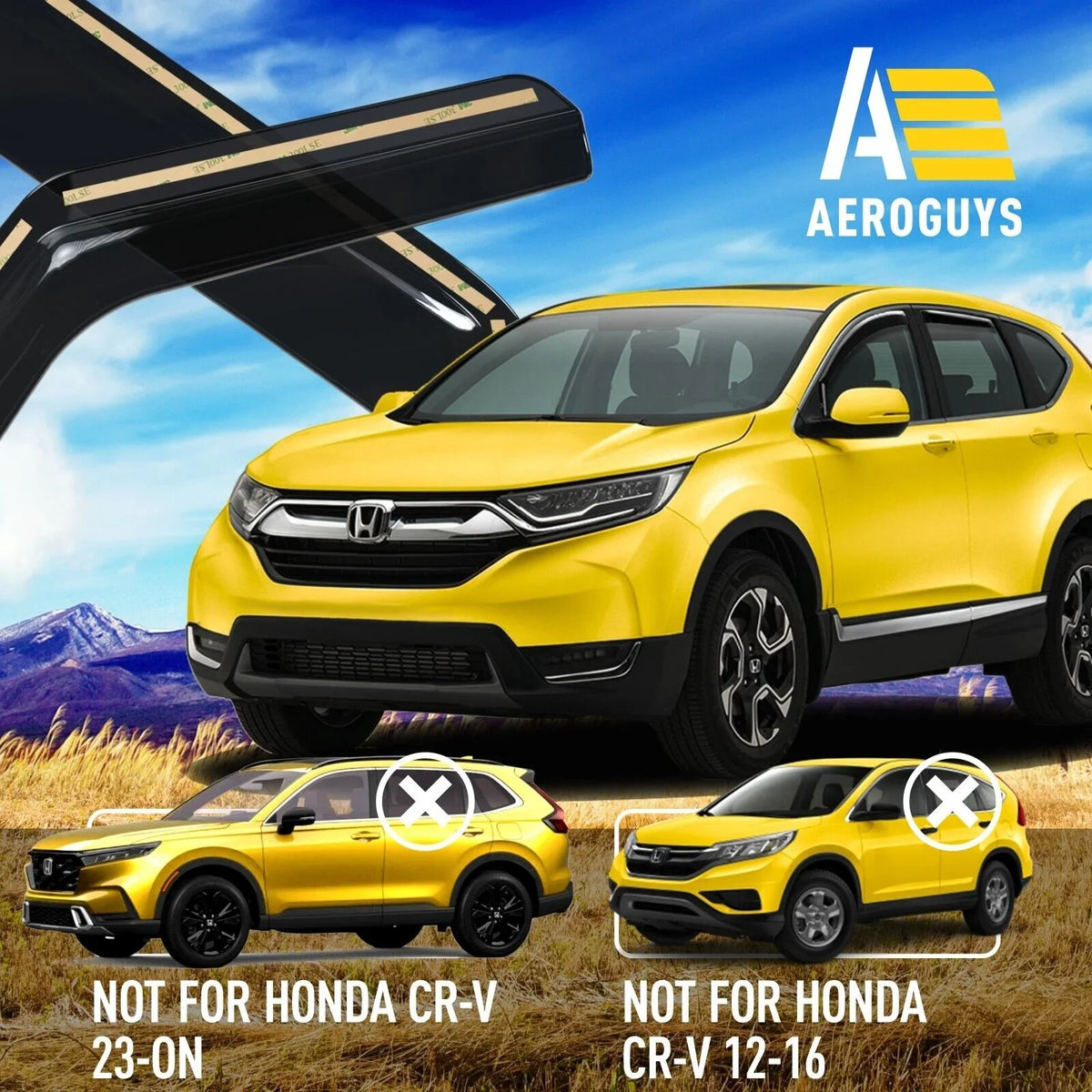 AG0064. AEROGUYS in-Channel Window Deflectors Extra Durable Window Visors Rain Guards Fit for Honda CR-V 2017-2022, Sun Visors, Wind Deflectors, Vent Visors, Car Accessories - 4pcs