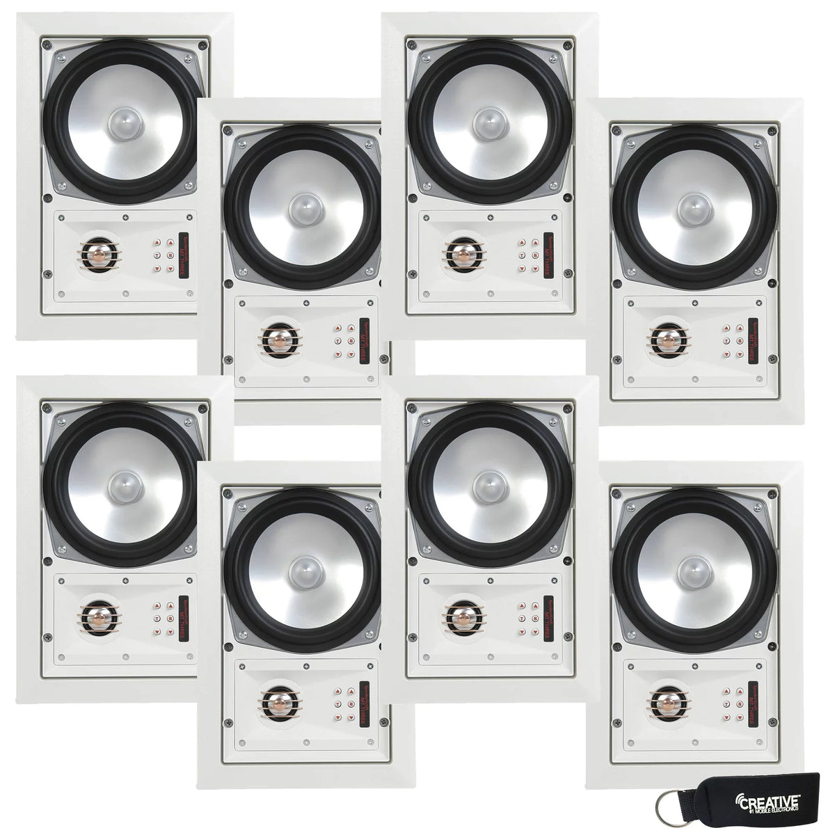SpeakerCraft MT6 Three - In-Wall or Ceiling Speaker Includes White Grill - (Multipack of 4 pair, 8 speakers total)