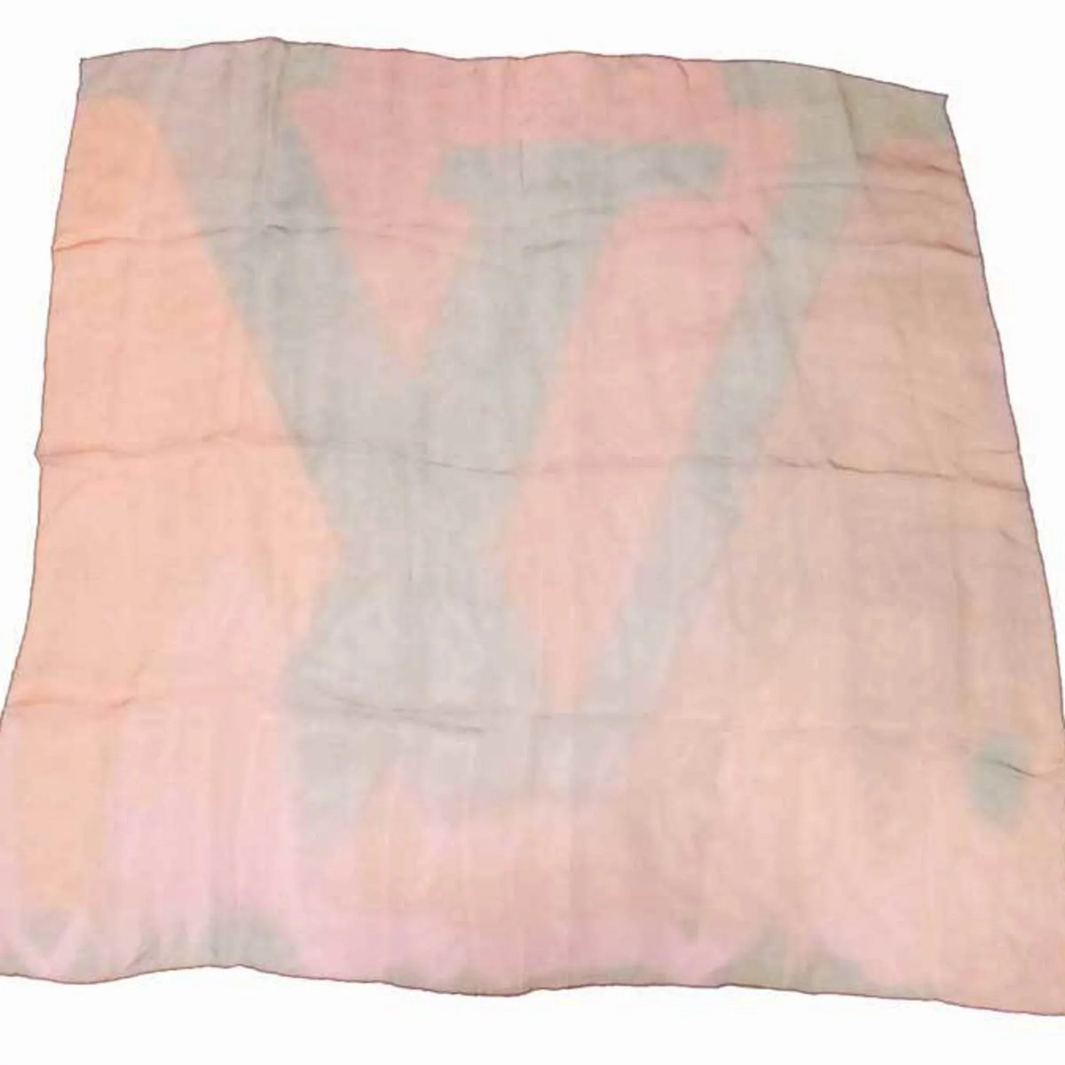 Pre-Owned Louis Vuitton Scarf LV Logo Orange x Yellow Green 100% Silk Women's (Good)