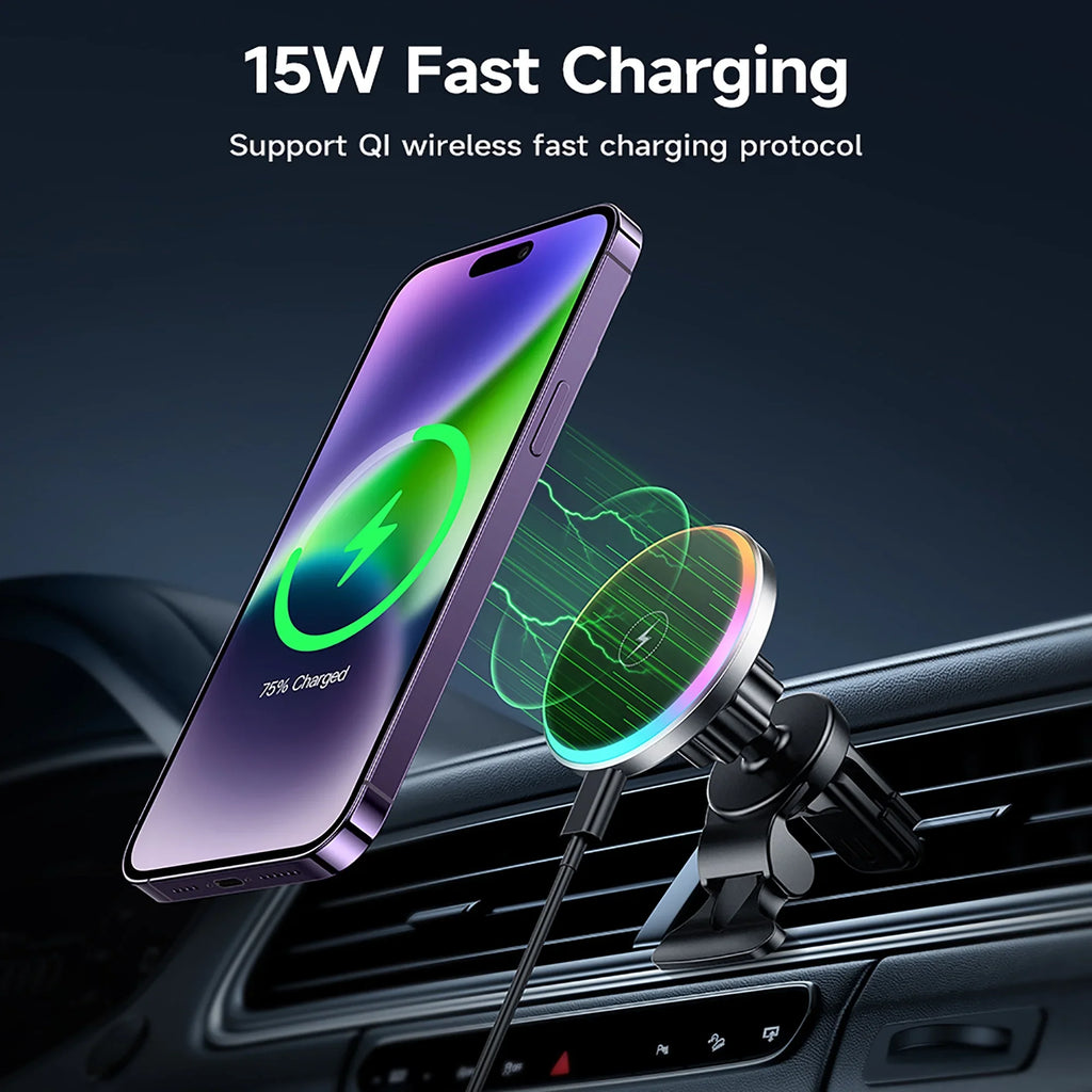 HOCO Magnetic Wireless Car Charger Air Vent Car Phone Holder Mount 15W QI Fast Charging matching for iPhone,,Huawei,etc
