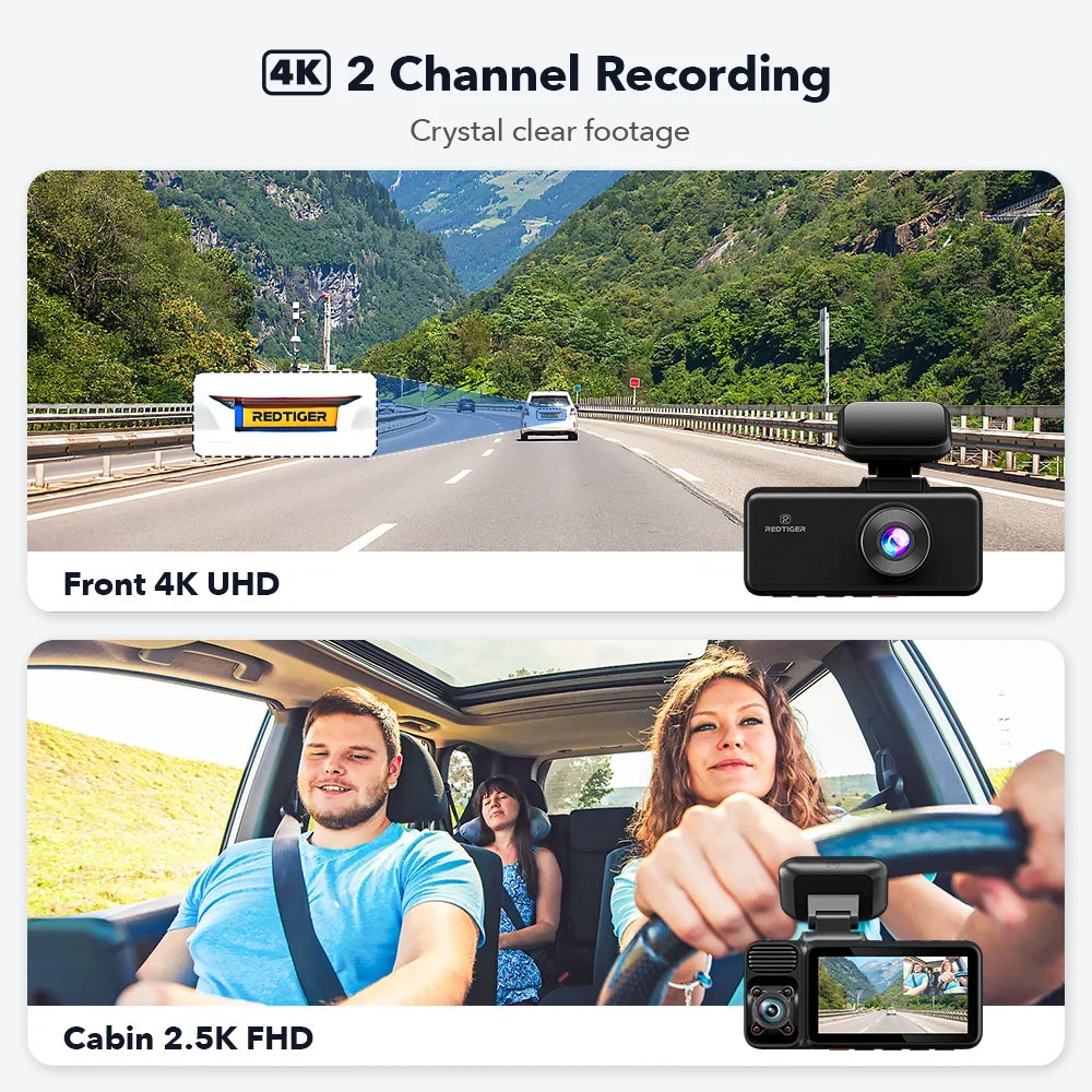 REDTIGER Dash Cam 3 Channel, DashCam Front and Rear with 5G WiFi GPS, Dash Camera Three Way with 3 inch IPS Screen Free 64GB Card, Triple Car Camera with IR Night Vision, Vehicle