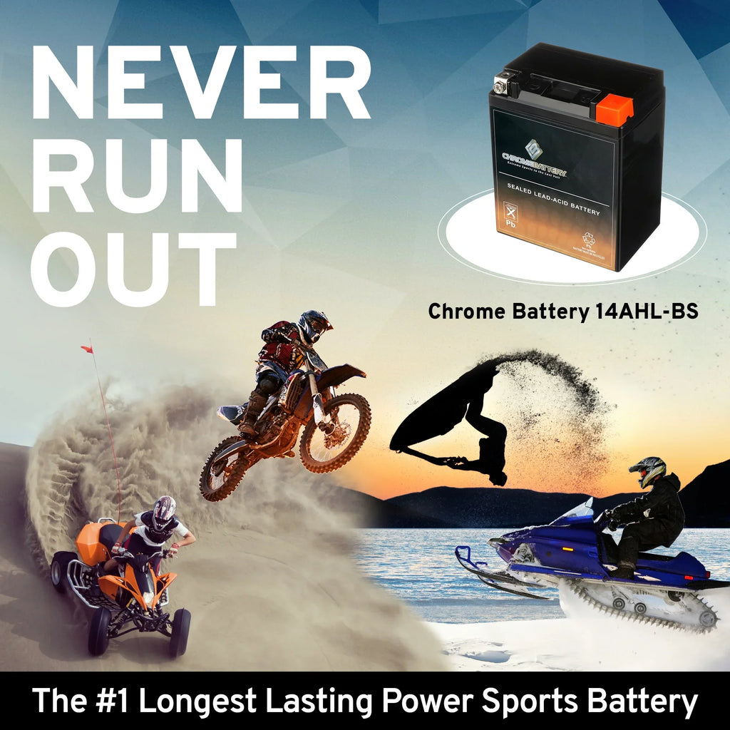 Chrome Battery YTX14AHL-BS (14AHL-BS 12 Volt,12 Ah, 210 CCA) Motorcycle Battery for Suzuki 1100cc Gsx-r1100 1987