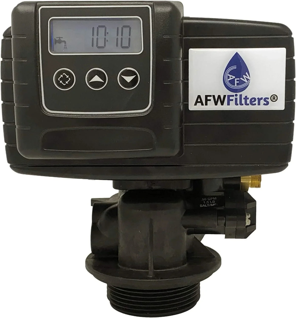 AFWFilters 2 cubic Foot 64k Whole Home Iron Pro moisture Softener with Fine Mesh Resin,1" Plastic MNPT Connection, and Black Tanks