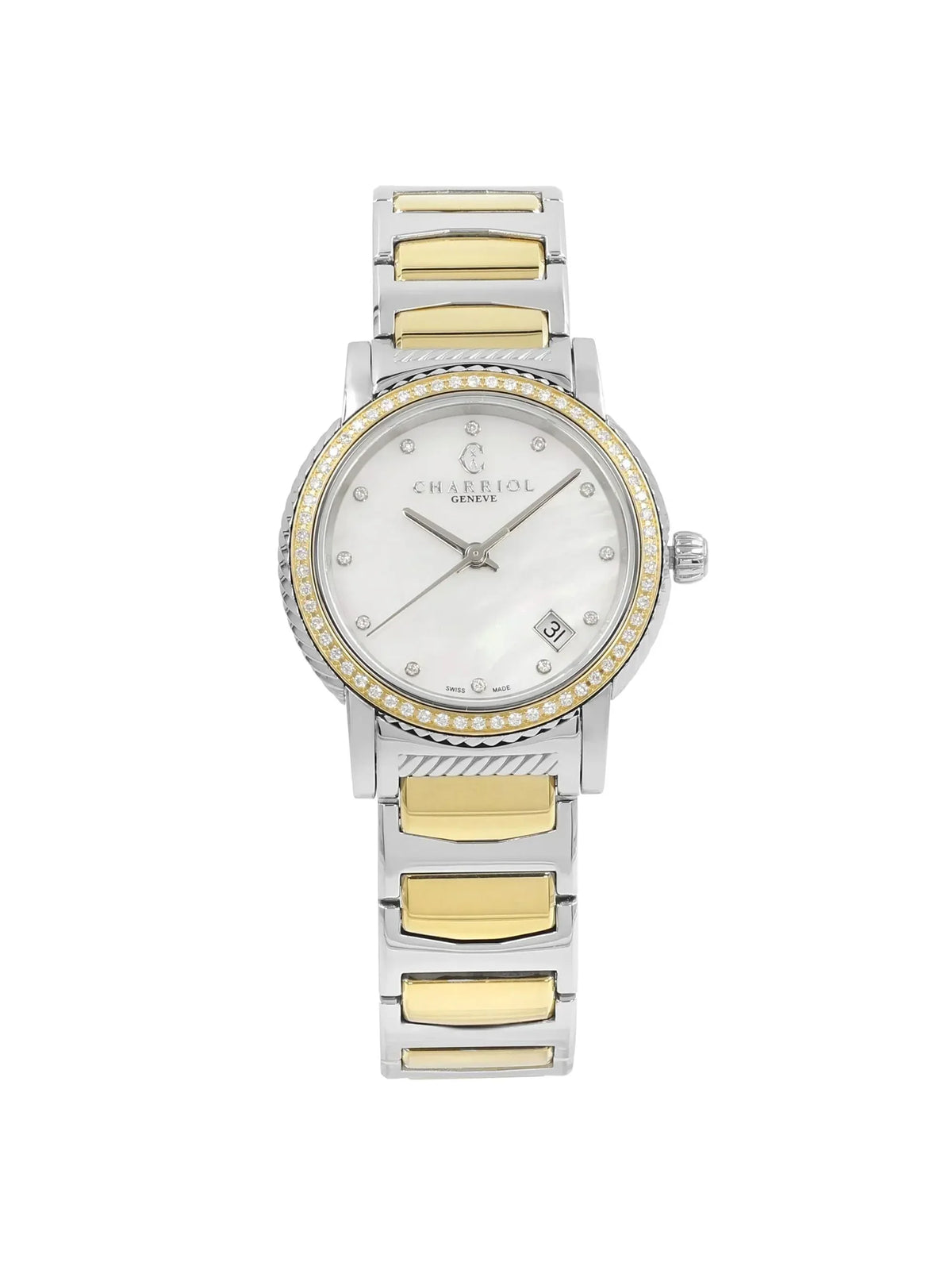 New with defects Charriol Parisii 0.40cttw Quartz Ladies Watch P33SY2D.921.001