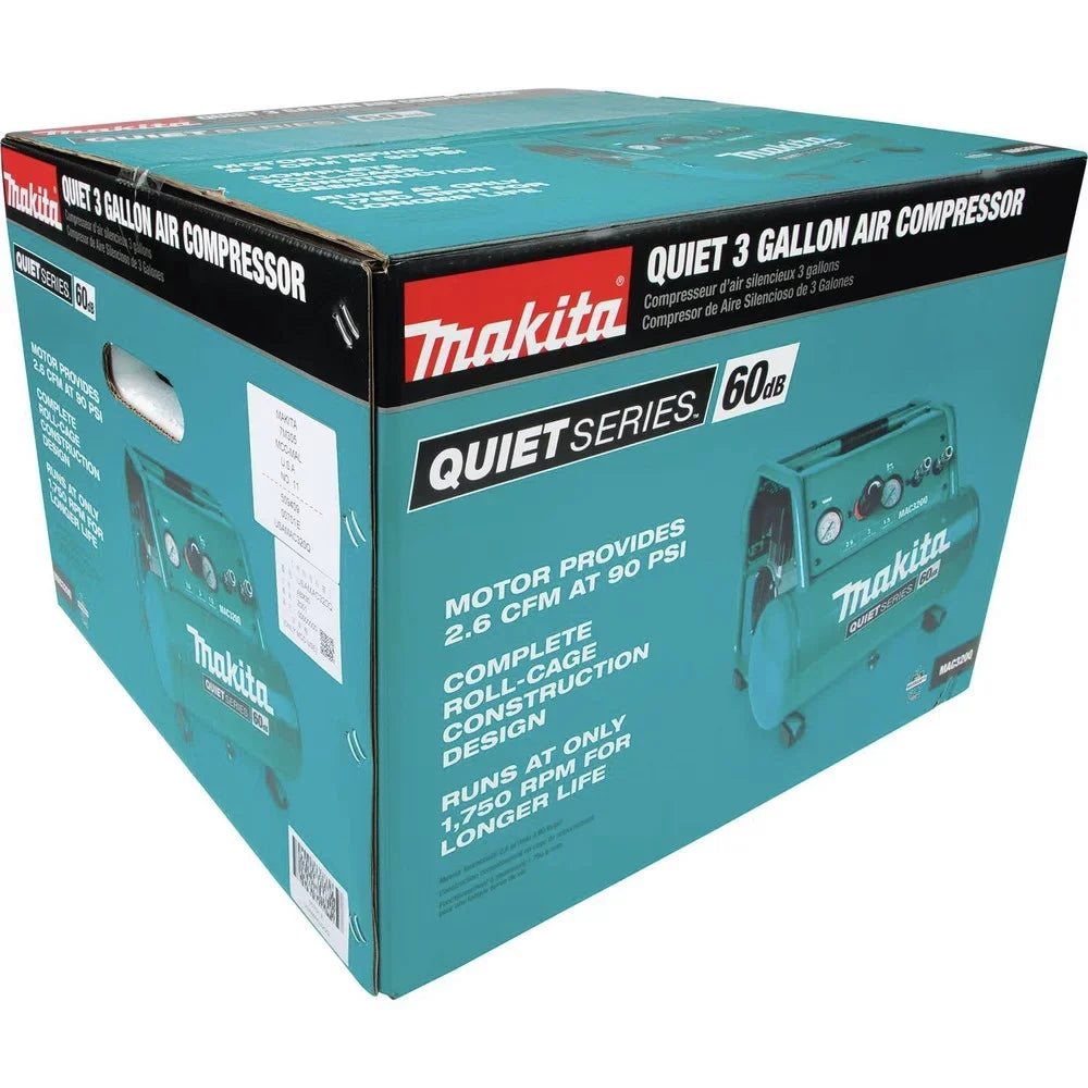Makita MAC320Q Quiet Series 1-1/2  3 Gallon Oil-Free Hand Carry Air Compressor