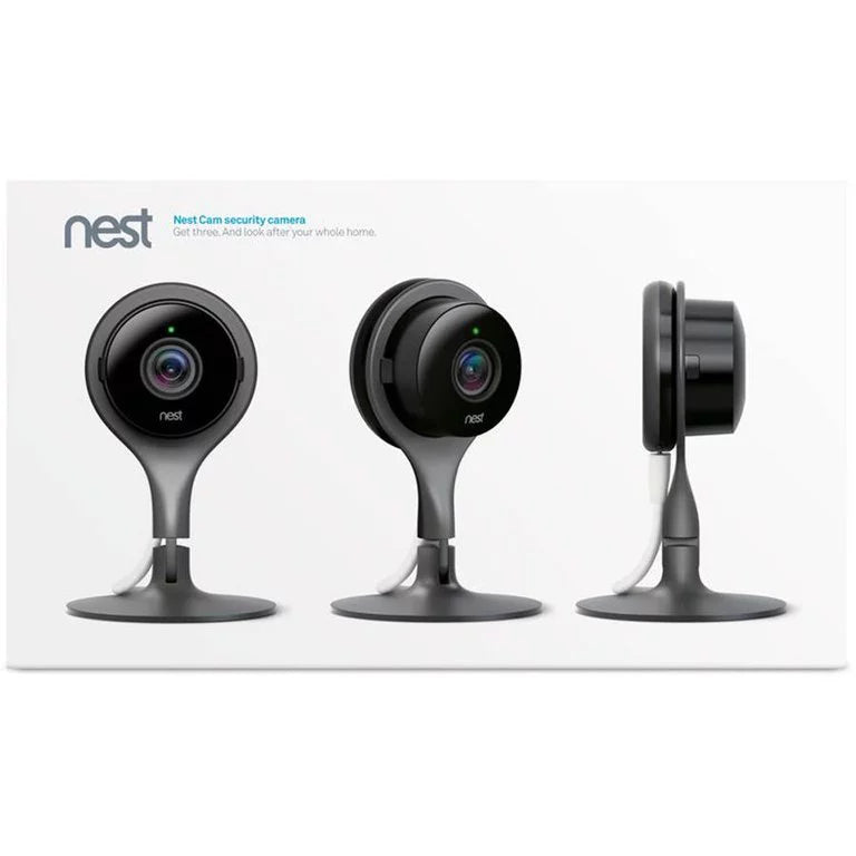 Restored Google Nest Cam Indoor 3 Pack - Wired Indoor Camera for Home Security - Control with Your Phone and Get Mobile Alerts - Surveillance Camera with 24/7 Live Video and Night Vision (Refurbished)
