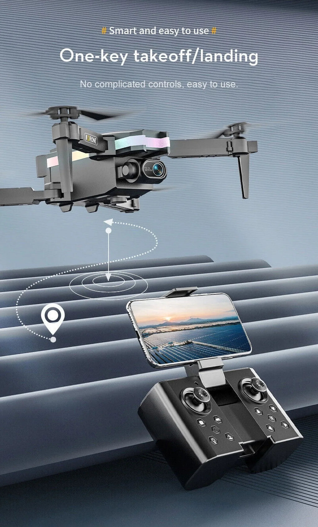 JahyShow SkyCapture Mini Drone - Black Folding Quad with 4K HD Dual Camera - Aerial Photography Pro