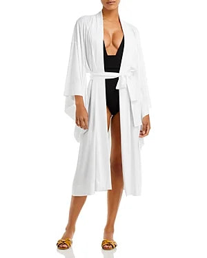Norma Kamali Women's Midi Robe Swim shield-Up (XS, White)