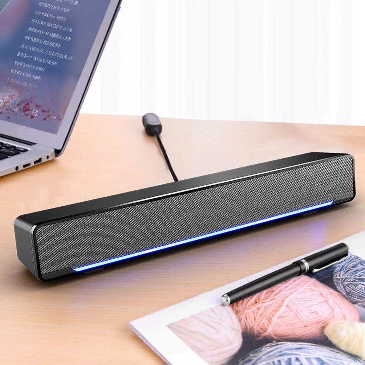 Andoer V-196 USB Wired Computer Speaker Bar Stereo Subwoofer Powerful  Player Bass Surround Sound Box 3.5mm Audio Input for PC Laptop Smartphone Tablet MP3 MP4