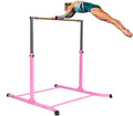 Pro-Gymnastics Expandable Gymnastics Kip Bar Horizontal Bar Junior Gymnastic Training High Bar Asymmetric Bar 13 Level Height Adjustable 3 to 5 FT Cushioned Bar & Curved Legs (Pink)