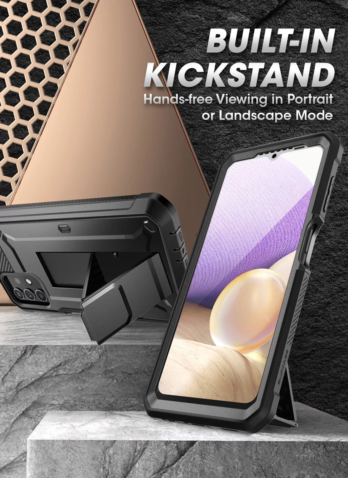 SUPCASE Unicorn Beetle Pro Series Case Designed for  Galaxy A32 5G [Not Fit 4G Version], Full-Body Rugged Holster & Kickstand Case with Built-in Screen Protector (Black)