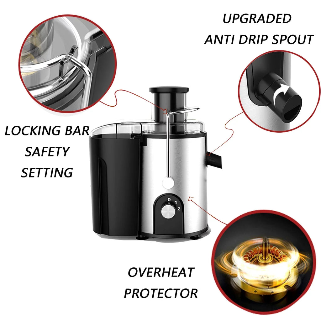Centrifugal Juicer Machines for Fruits and Vegetables - High Juice Yield - Anti-Drip Catcher & Brush Included