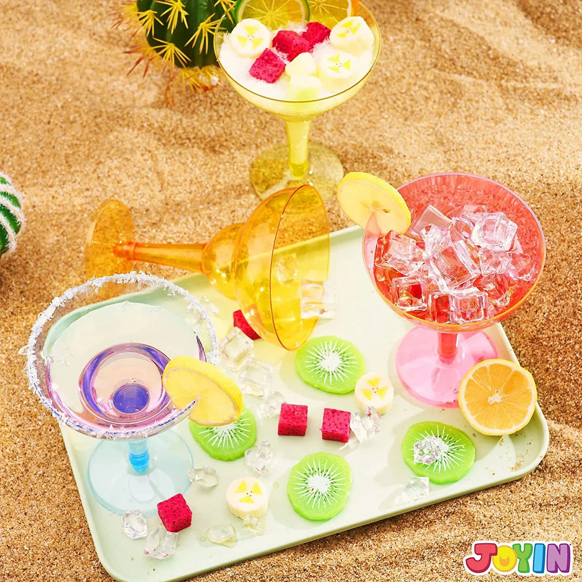 JOYIN 48 Pcs Margarita Glasses Cinco De Mayo Decorations,12 oz Plastic Margarita Glasses Cinco De Mayo Fiesta Party Decoration for Fun,Plastic Party Cups Mexican Theme Taco Party Supplies