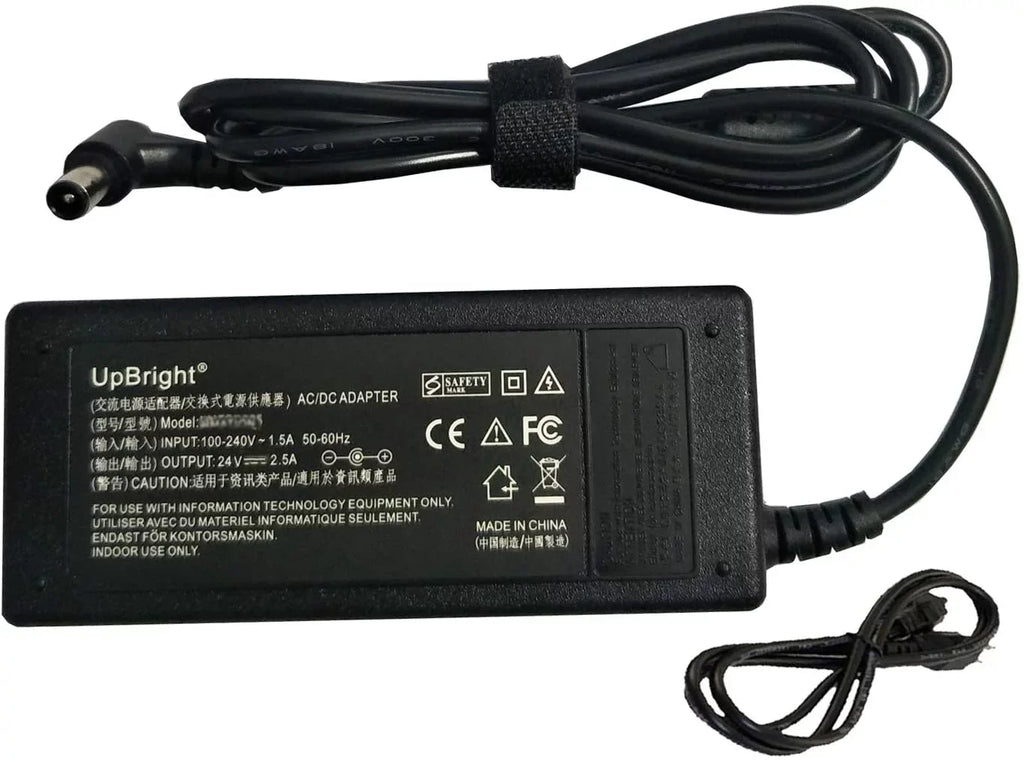UpBright Global DC24V Adapter For  A6024 A 6024 A6024_DSM A6024DSM Soundbar Speaker 24V 60W 24.0V 2.5A - 3A 24VDC 60 Watt Switching Power Supply Cord Cable