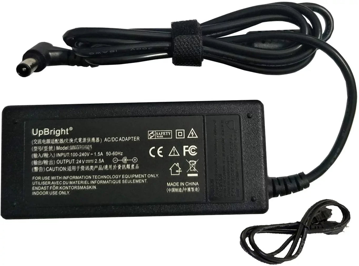 UpBright Global DC24V Adapter For  A6024 A 6024 A6024_DSM A6024DSM Soundbar Speaker 24V 60W 24.0V 2.5A - 3A 24VDC 60 Watt Switching Power Supply Cord Cable
