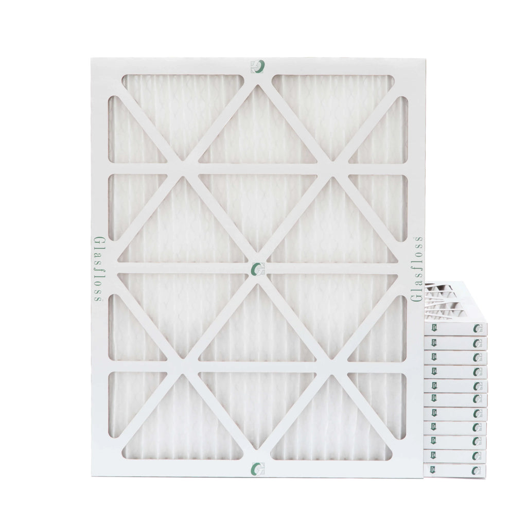 Actual Size: 15-1/2" x 19-1/2" x 7/8". Glasfloss 12 Pack of 16" x 20" x 1" MERV 10 Pleated Air Filters