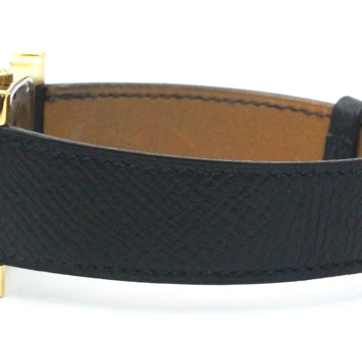 Pre-Owned HERMES H Watch Gold Plated Leather Quartz Mens Watch HH1.501 BF569965 (Good)