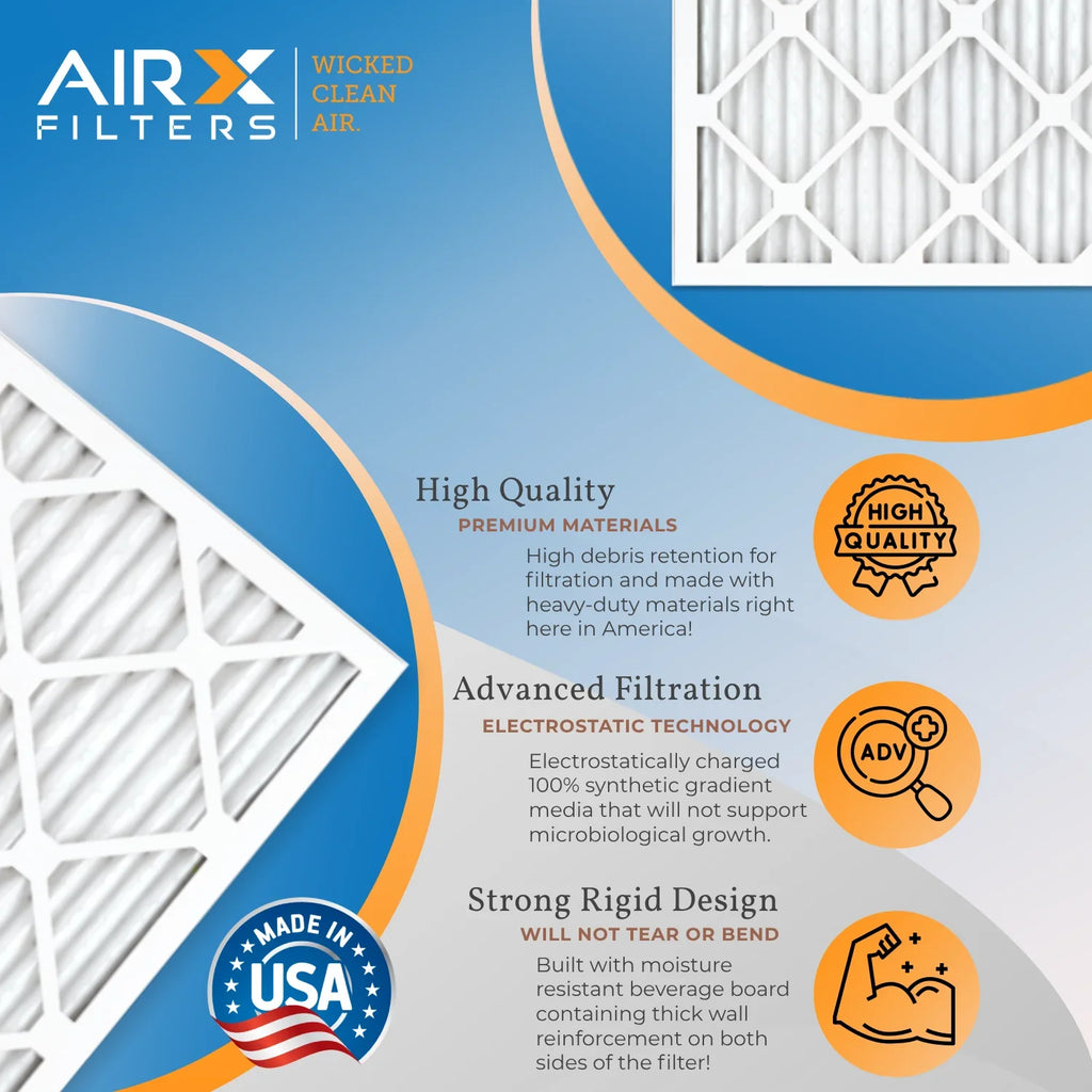 24x30x1 Air Filter MERV 13 Comparable to MPR 1500 - 2200 & FPR 9 Electrostatic Pleated Air Conditioner Filter 4 Pack HVAC AC Premium USA Made 24x30x1 Furnace Filters by AIRX FILTERS WICKED CLEAN AIR.