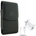 Holster Leather Case Belt Clip w 6ft Long Cable Fast Type-C 36W PD Home Charger for  Stylo 4 Plus, Harmony 4 - Lively Jitterbug Smart3 - Motorola One Zoom, Moto Z4 Z3 Play Z2 Play