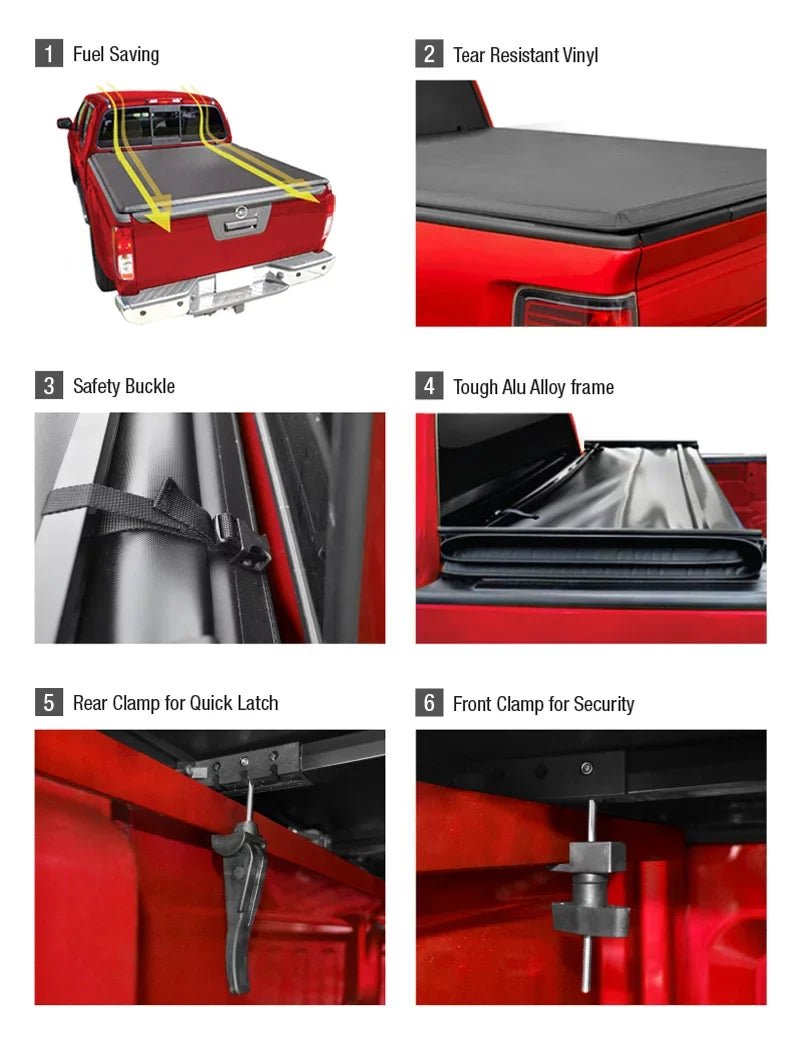 MaxMate Soft Tri-fold Truck Bed Tonneau wrap matching with 2017-2024 Honda Ridgeline | 5'4" (64") Bed | TCH371065