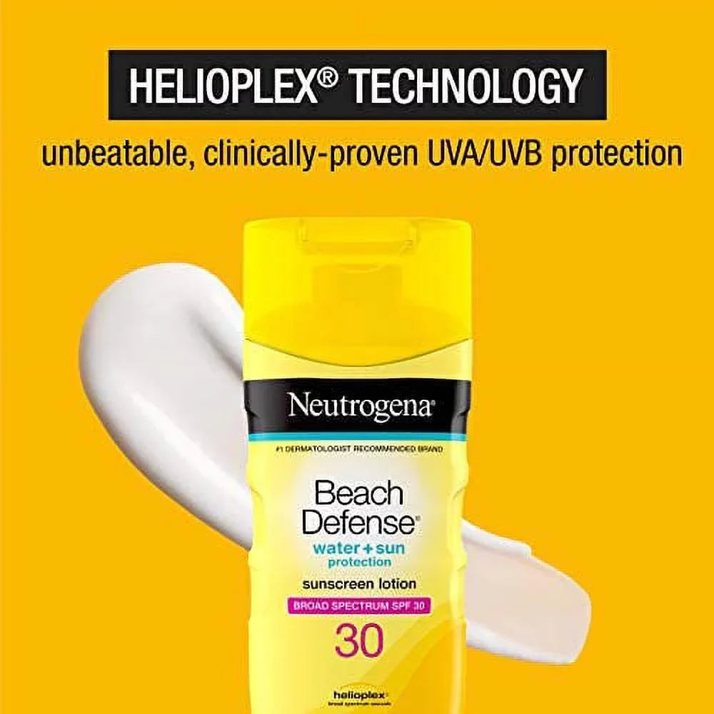 Neutrogena Beach Defense moisture protected Sunscreen Body Lotion with Broad Spectrum SPF 30, Oil-Free and Fast-Absorbing, 6.7 oz