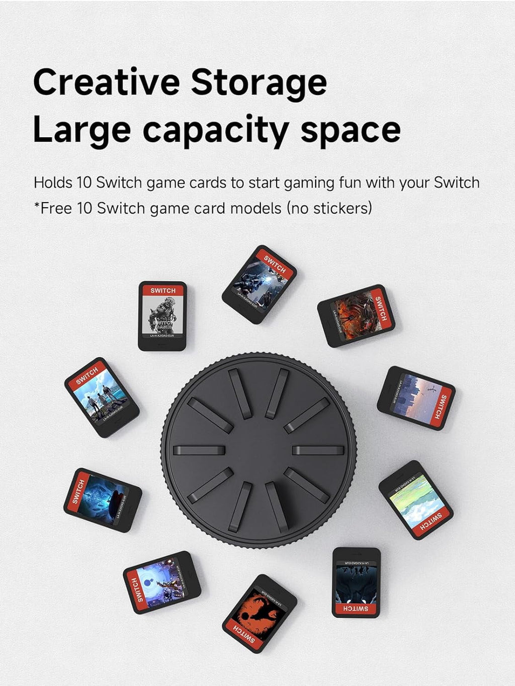 Game Storage Case for Nintendo Switch, PS Vita, Rotating Game Card Case with 10 Card Slots, Black