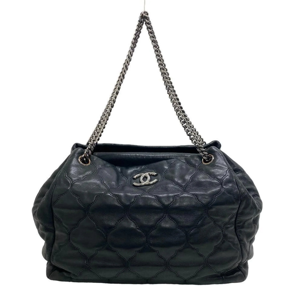 Pre-Owned CHANEL Bubble Quilt Chain Shoulder Coco Mark Handbag Black Women's Z0005974 (Fair)